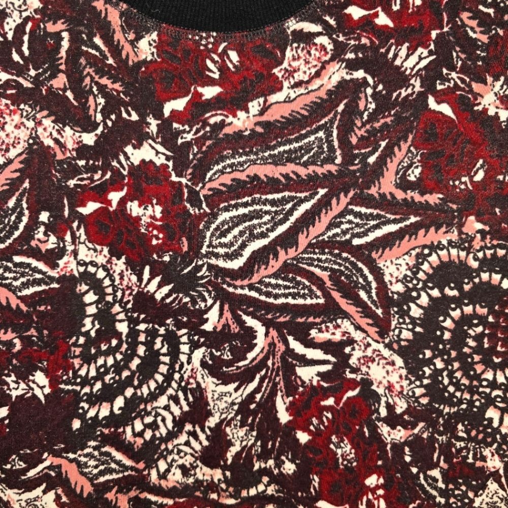 Joie Caleigh Floral Paisley Cropped Sweatshirt Burgundy Pink Thumbholes Size S - Picture 4 of 9